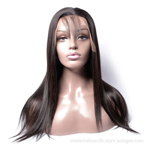 Factory Wholesale Cuticle Aligned Unprocessed Natural Color Brazilian Virgin Remy Human Hair Transparent Full Lace Wig Straight
